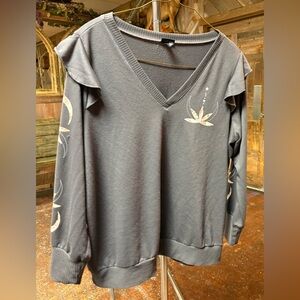 Torrid Ruffle Trim Sweatshirt Lotus Grey